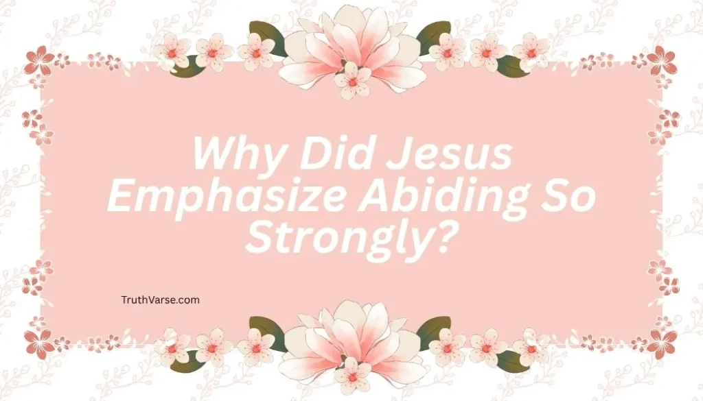 Why Did Jesus Emphasize Abiding So Strongly