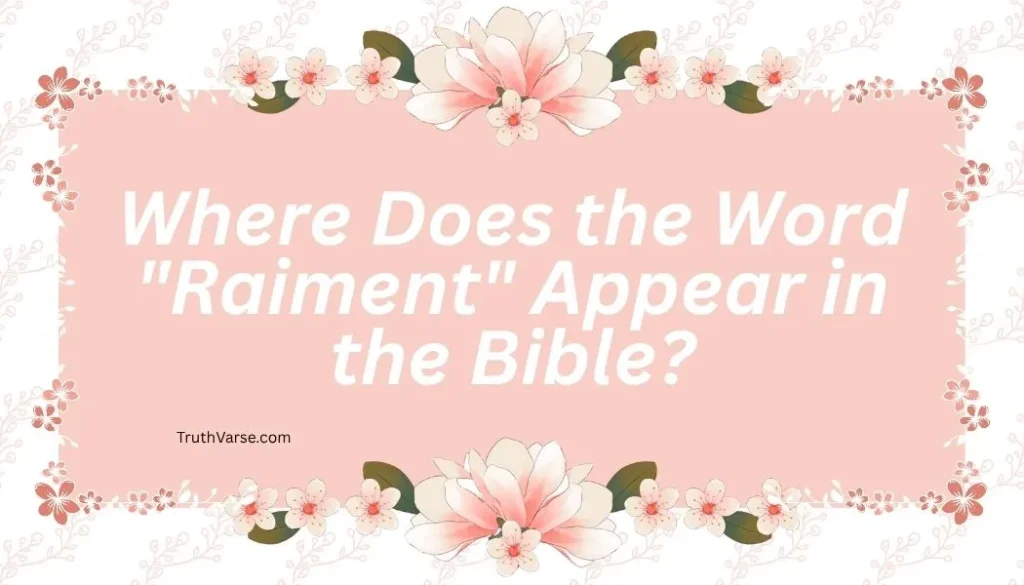Where Does the Word "Raiment" Appear in the Bible
